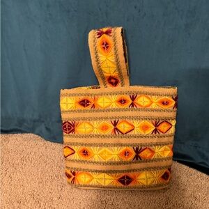 Embroidered Burlap Tote Bag